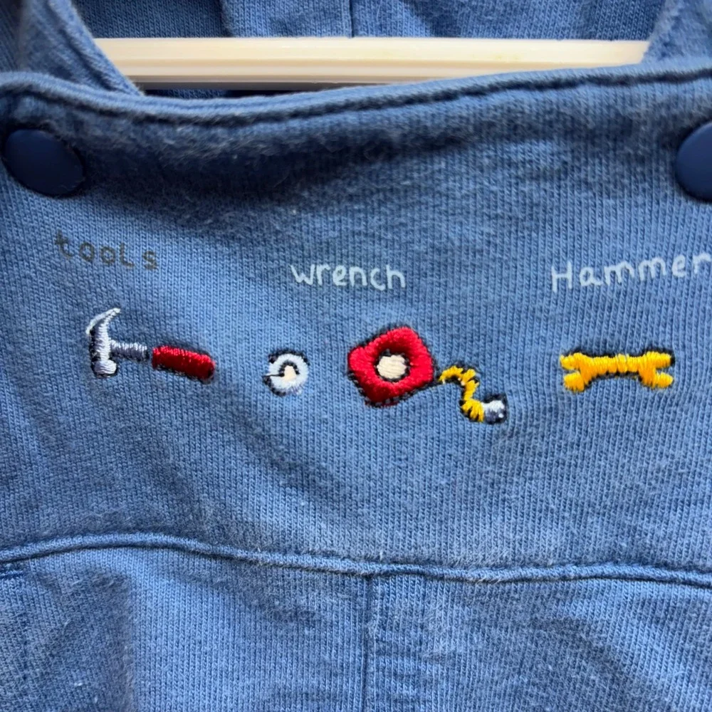 Gymboree Blue Tool Embroidered Cotton Baby Overalls 3-6‎ Months